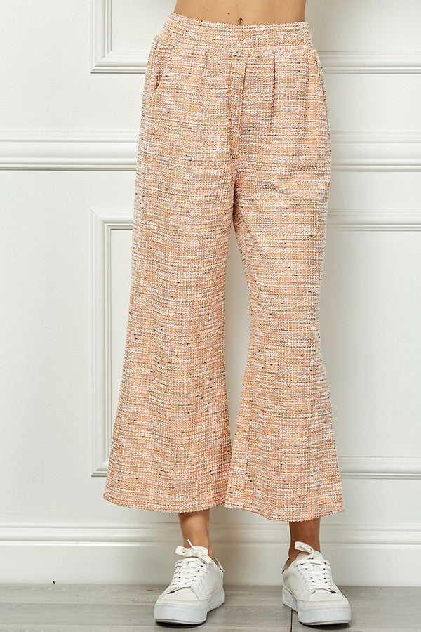 Boucle Textured Wide Cropped Pants