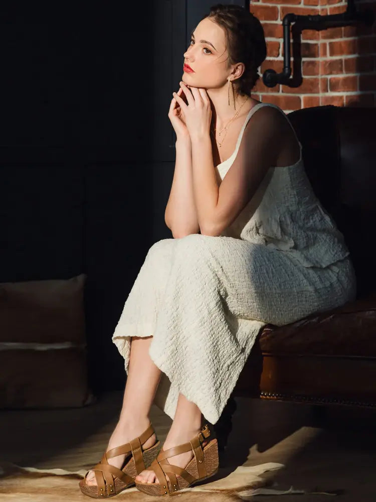 Bussola Felipa Cross Straps Wedge Sandals Camel Deepelle Bussole Formentera Cross Straps Wedge Sandals