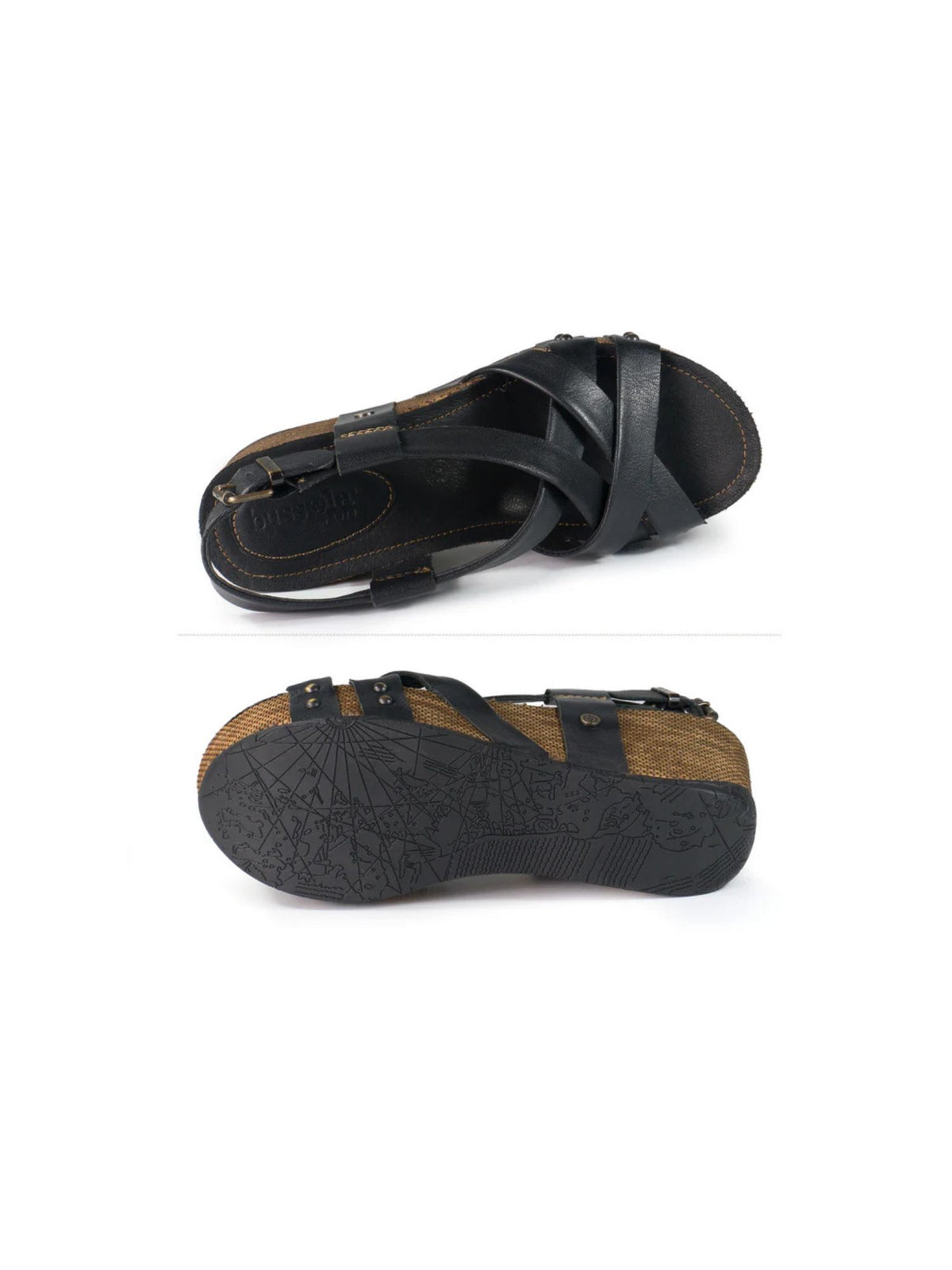 Bussola Felipa Cross Straps Wedge Sandals Royal Nero Bussole Formentera Cross Straps Wedge Sandals