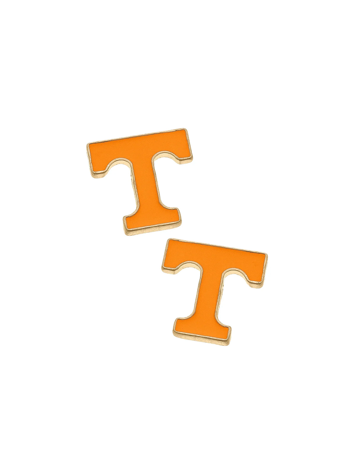 Tennessee Vols Enamel Logo Stud Earrings Orange/Shiny Gold