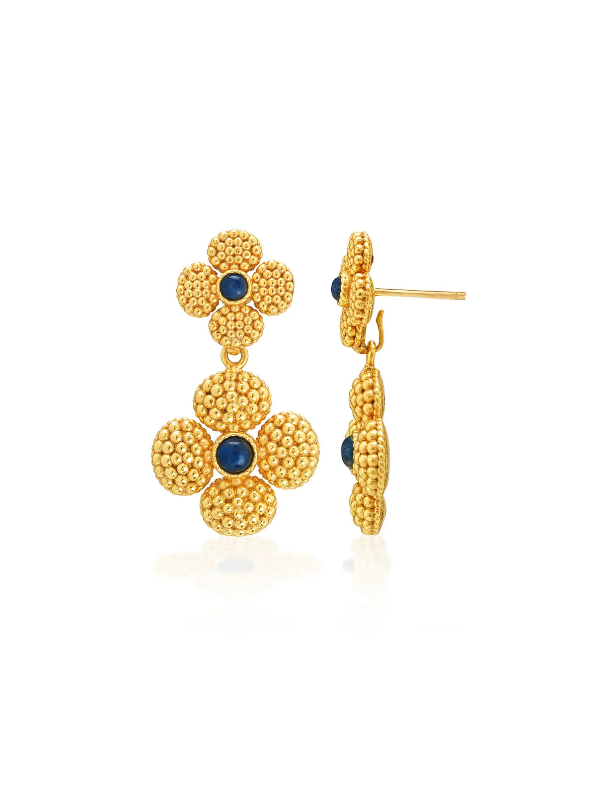 Capucine De Wulf Berry Clover Convertible Duo Earrings Gold Blue Labradorite