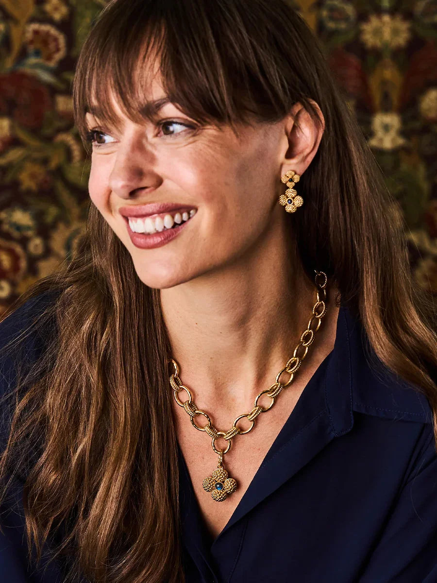 Capucine De Wulf Berry Clover Convertible Duo Earrings Gold Blue Labradorite