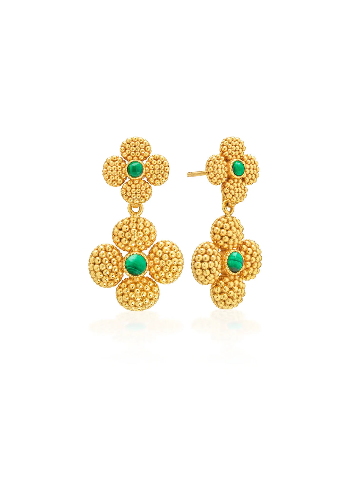 Capucine De Wulf Berry Clover Convertible Duo Earrings Gold Malachite