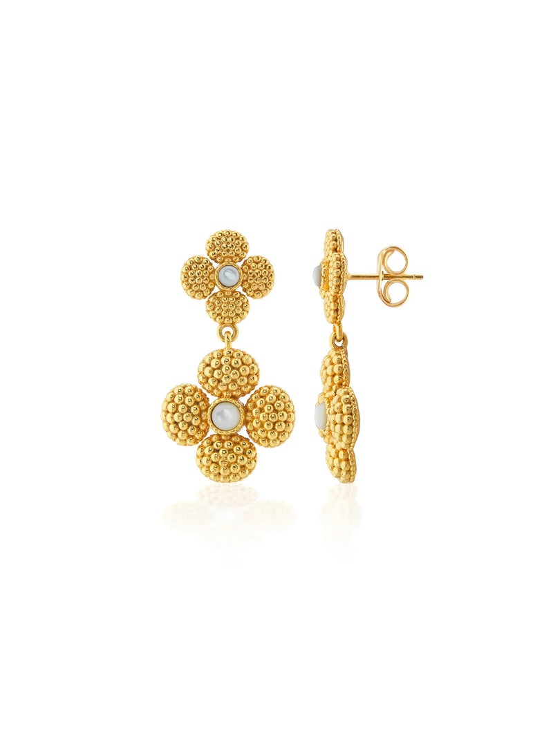 Capucine De Wulf Berry Clover Convertible Duo Earrings Gold Mother-of-Pearl