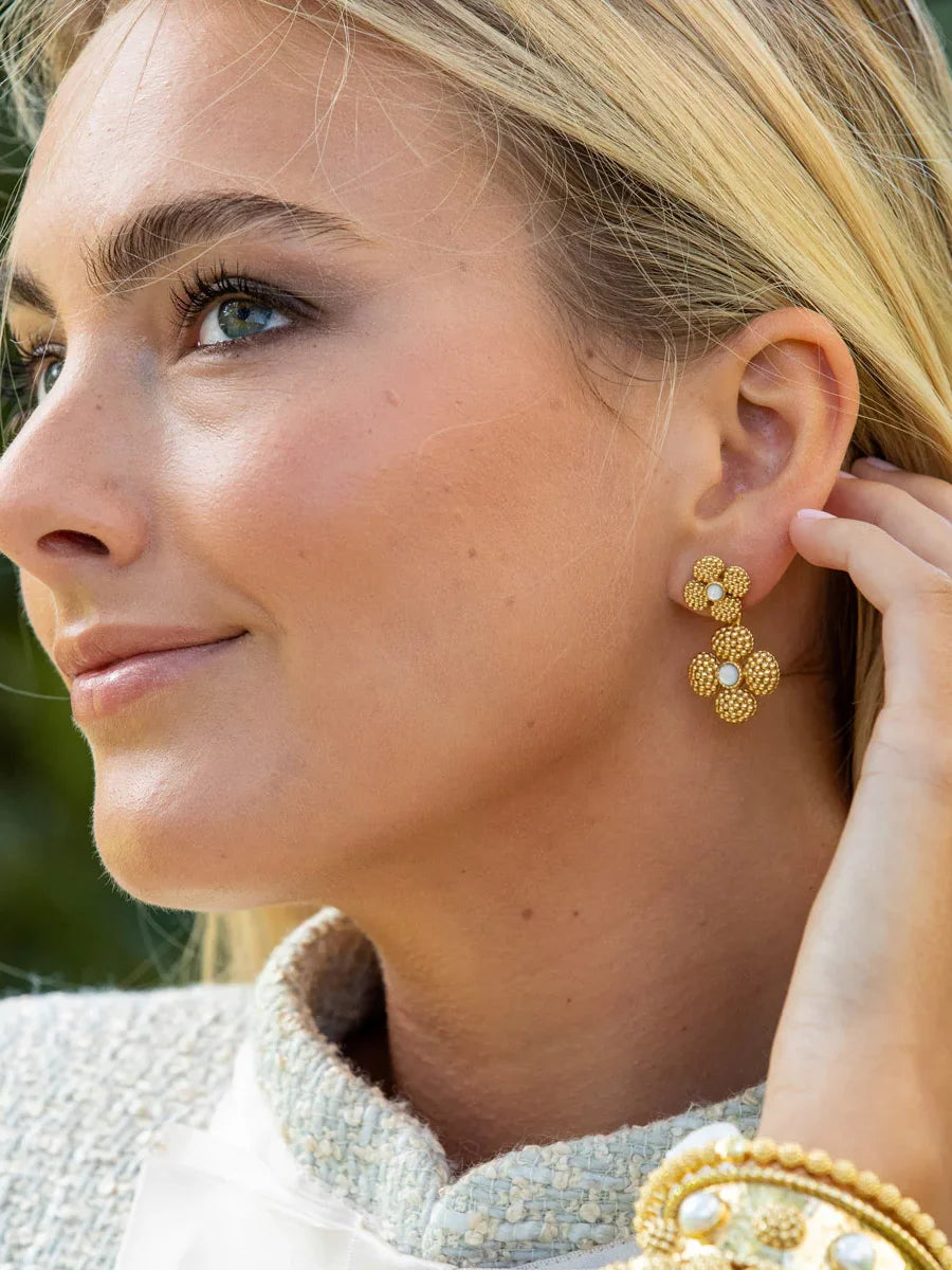 Capucine De Wulf Berry Clover Convertible Duo Earrings Gold Mother-of-Pearl