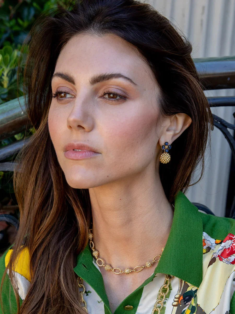 Capucine De Wulf Berry Clover Drop Earrings Gold Blue Labradorite