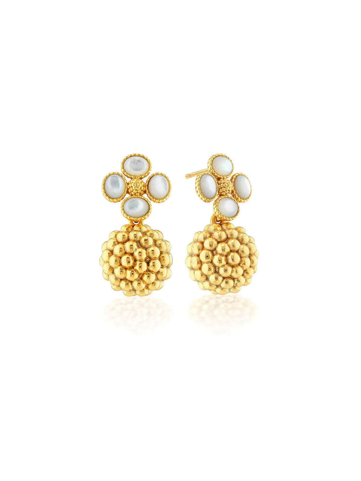 Capucine De Wulf Berry Clover Drop Earrings Gold Mother-of-Pearl