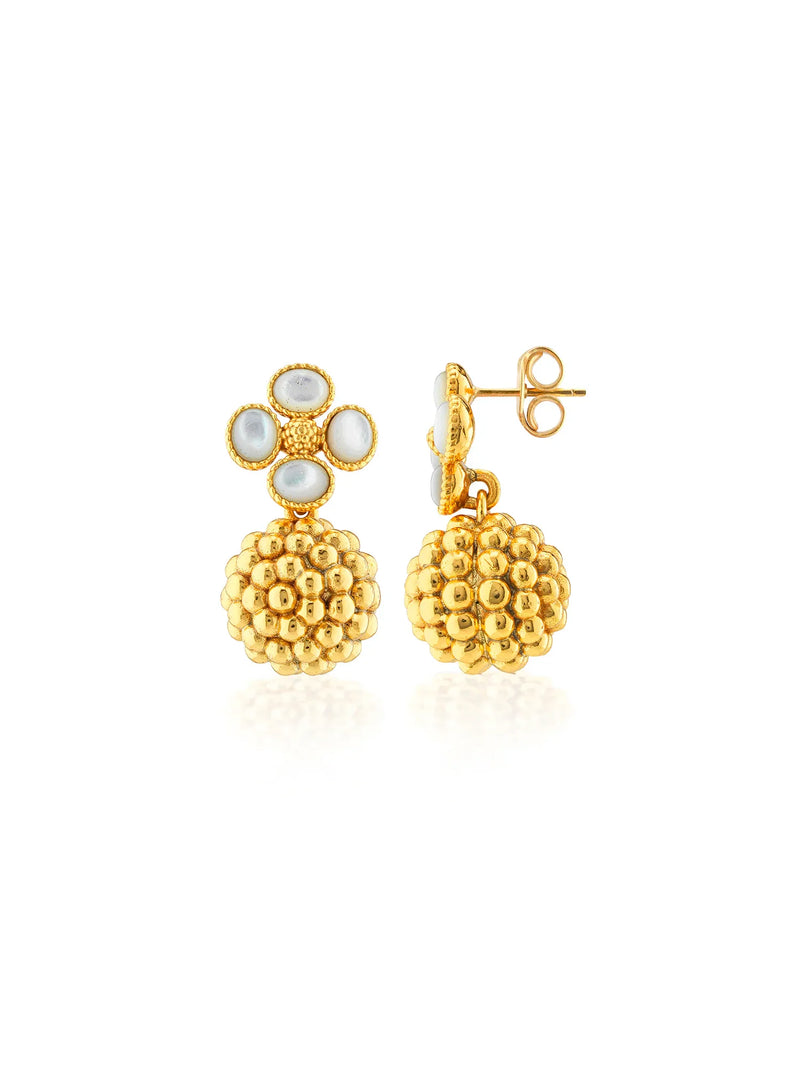 Capucine De Wulf Berry Clover Drop Earrings Gold Mother-of-Pearl