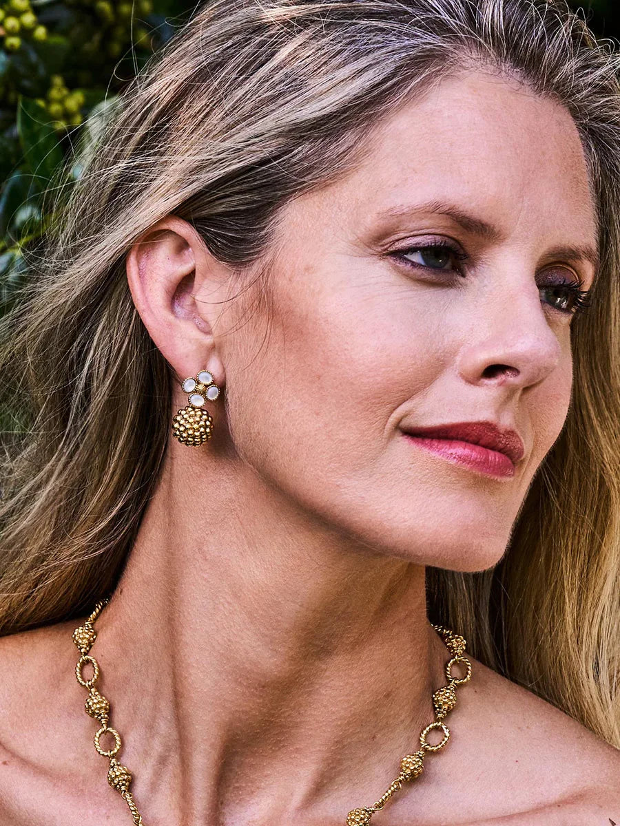 Capucine De Wulf Berry Clover Drop Earrings Gold Mother-of-Pearl