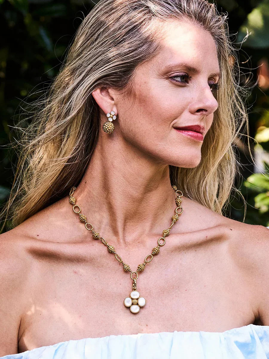 Capucine De Wulf Berry Clover Drop Earrings Gold Mother-of-Pearl