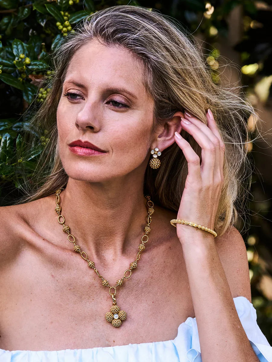 Capucine De Wulf Berry Clover Drop Earrings Gold Mother-of-Pearl