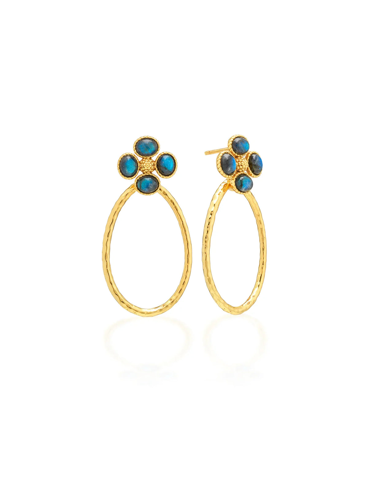 Capucine De Wulf Berry Clover Teardrop Earrings Gold Blue Labradorite