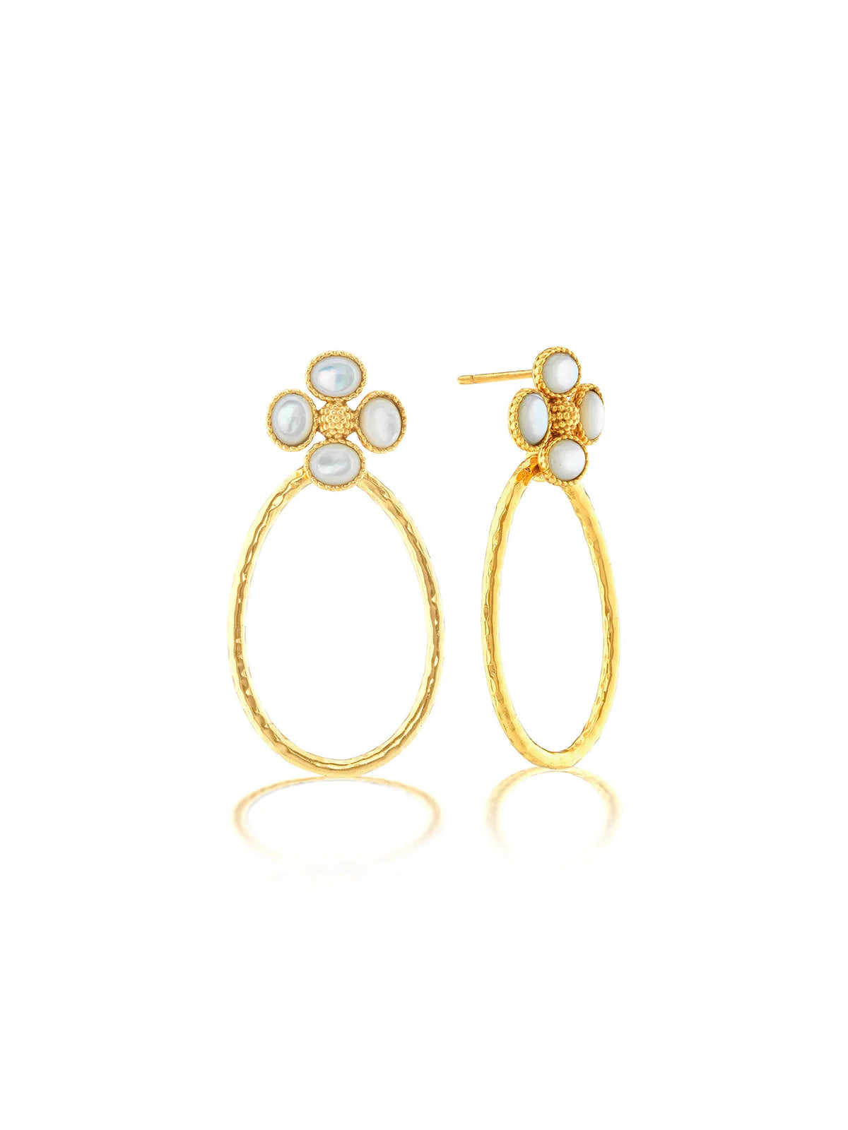 Capucine De Wulf Berry Clover Teardrop Earrings Gold Mother-of-Pearl