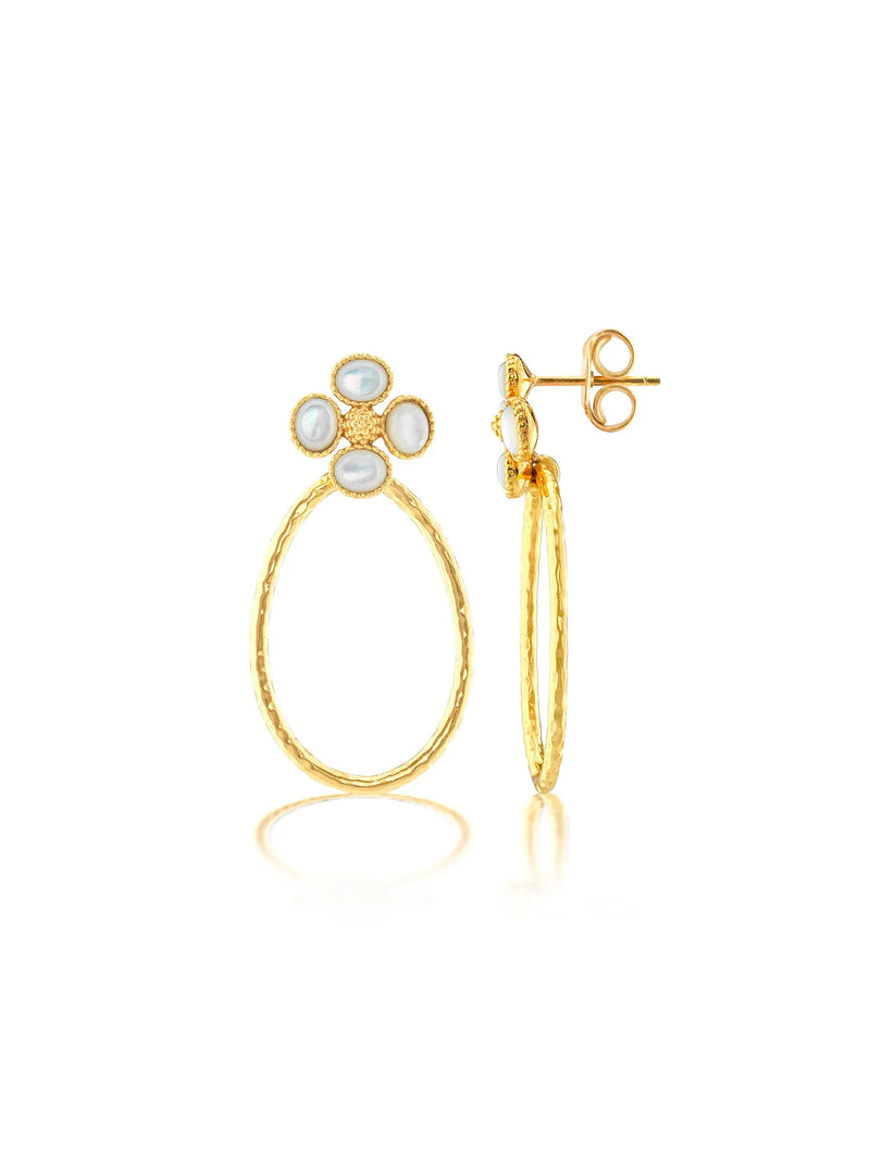 Capucine De Wulf Berry Clover Teardrop Earrings Gold Mother-of-Pearl