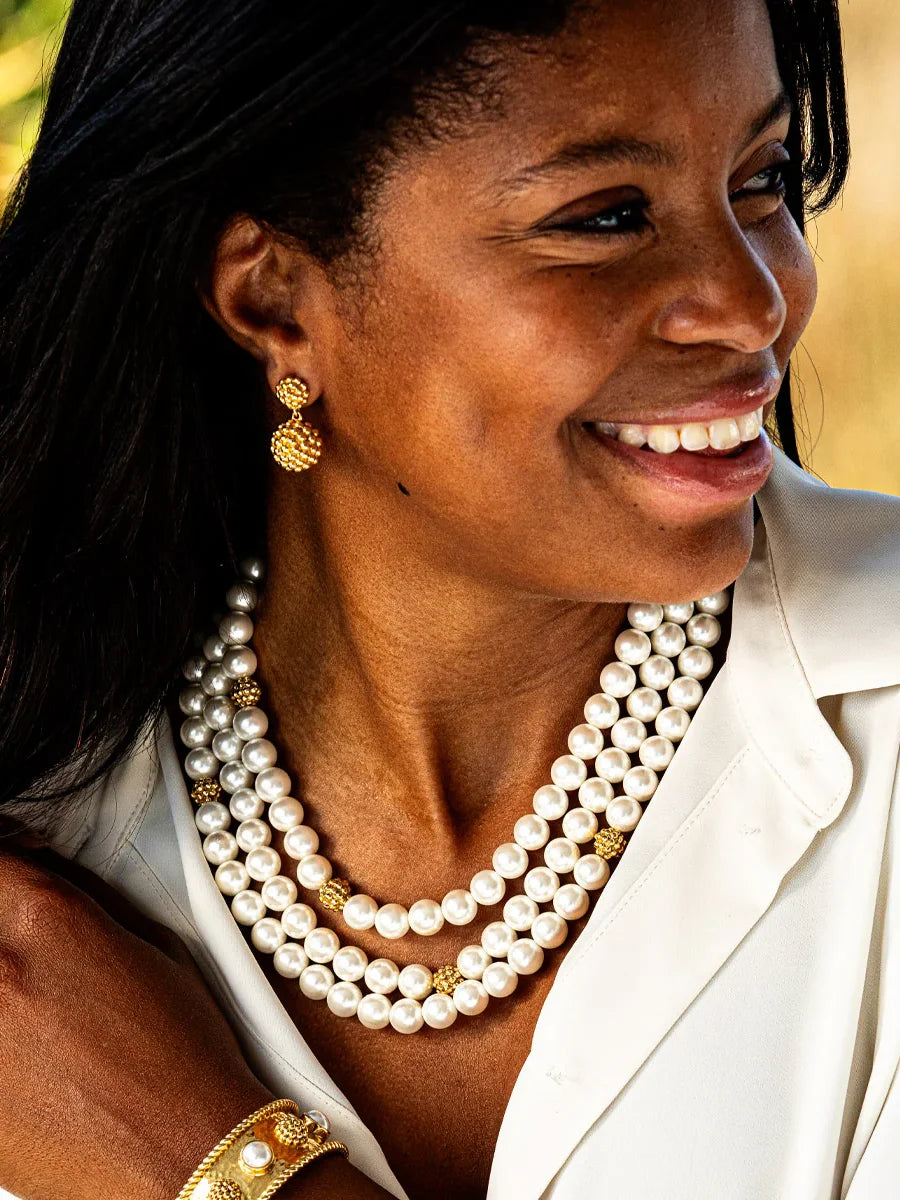 Capucine De Wulf Berry Double Drop Earrings Gold