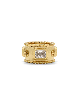 capucine de wulf berry hammered band in 18k gold with cubic zirconia
