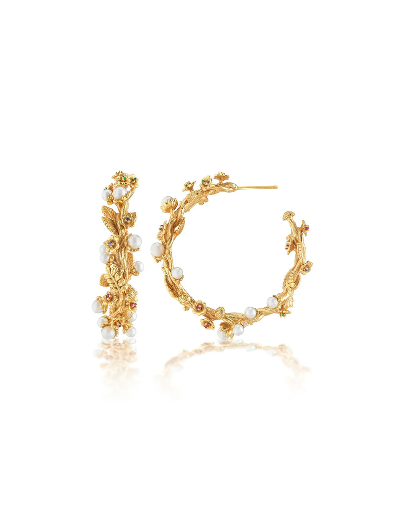 Capucine De Wulf Meadow Grande Hoop Earrings Gold Pearl