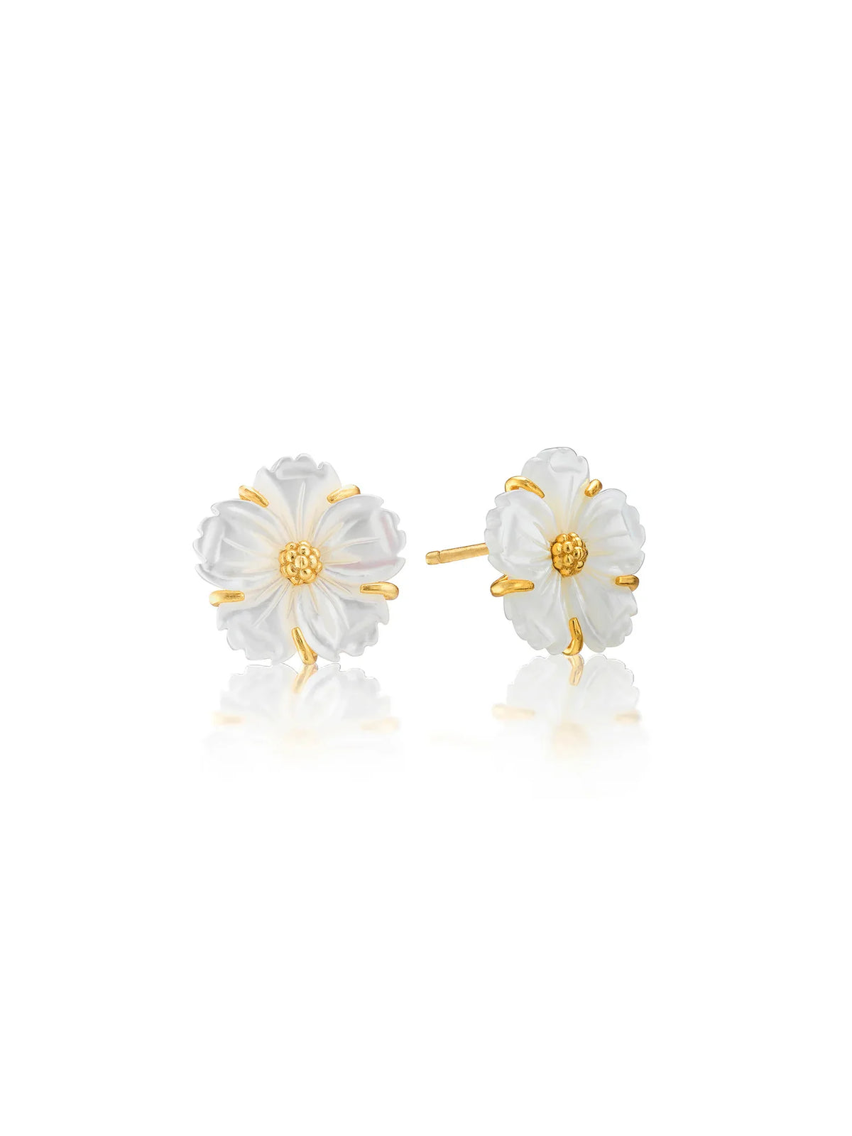 Capucine De Wulf Mermaid Garden Petite Stud Earrings Gold Mother-of-Pearl