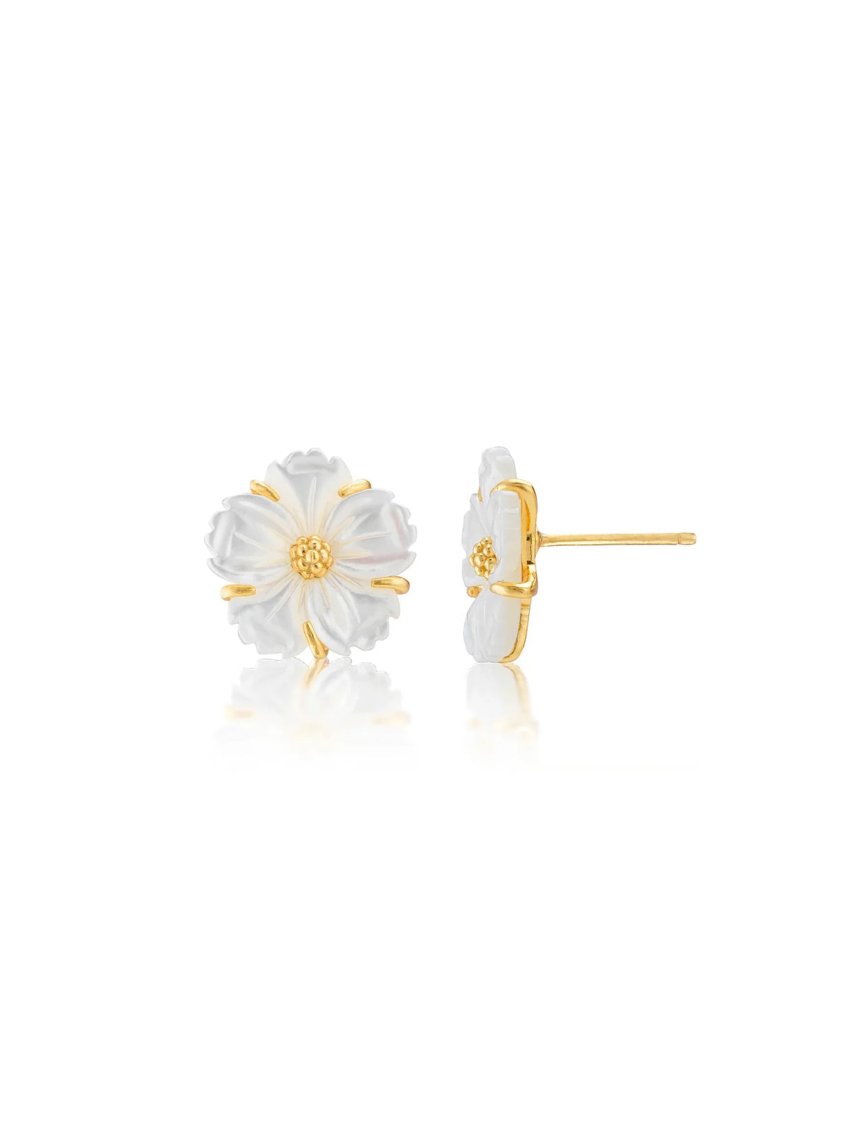 Capucine De Wulf Mermaid Garden Petite Stud Earrings Gold Mother-of-Pearl