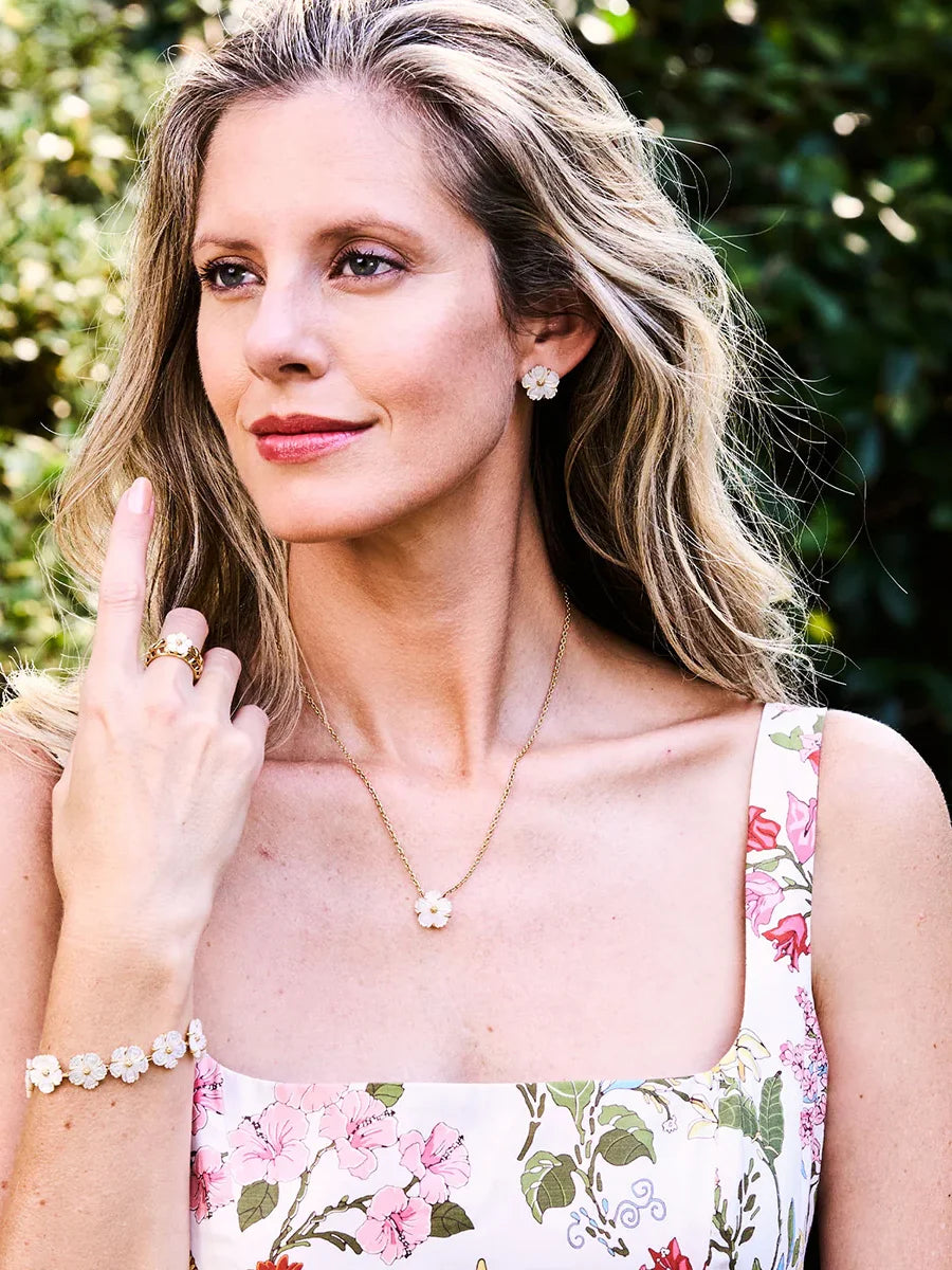 Capucine De Wulf Mermaid Garden Petite Stud Earrings Gold Mother-of-Pearl