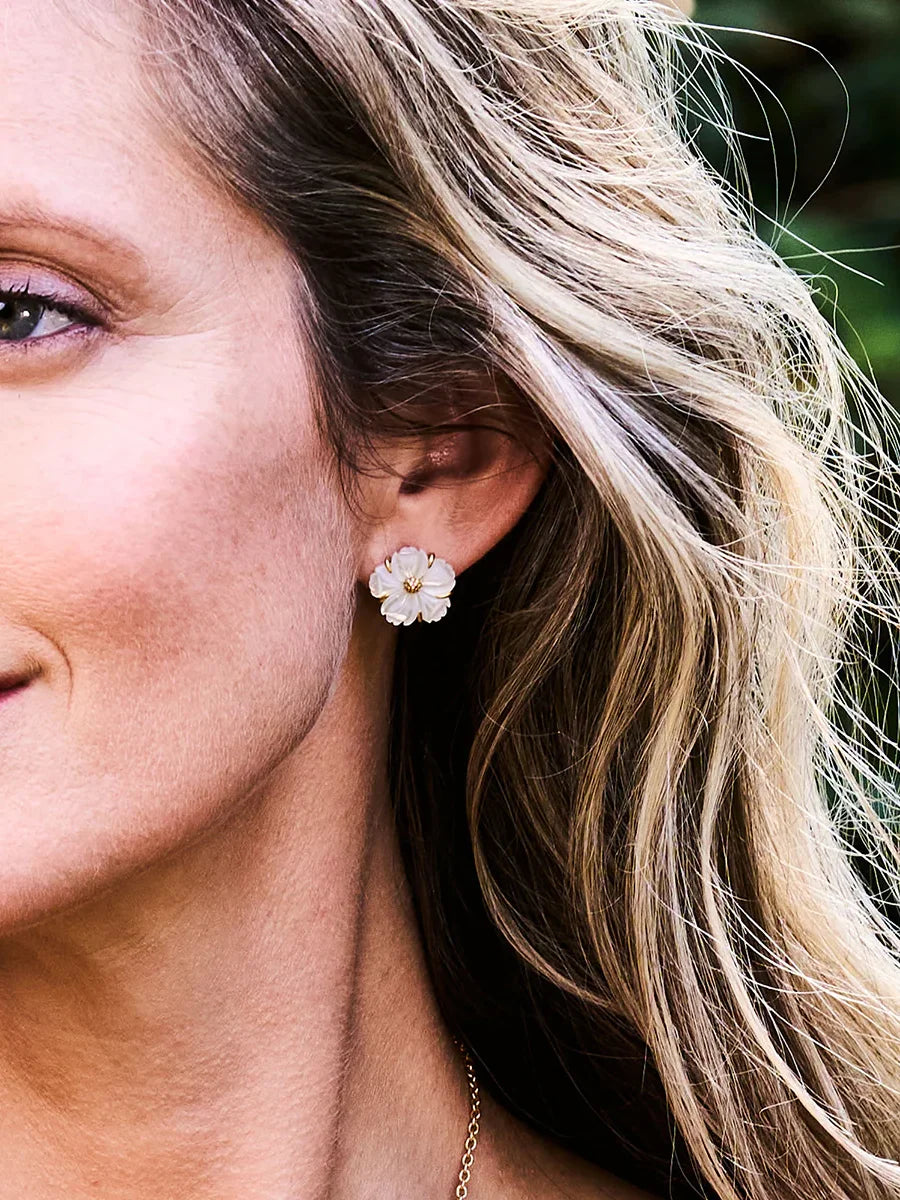 Capucine De Wulf Mermaid Garden Petite Stud Earrings Gold Mother-of-Pearl