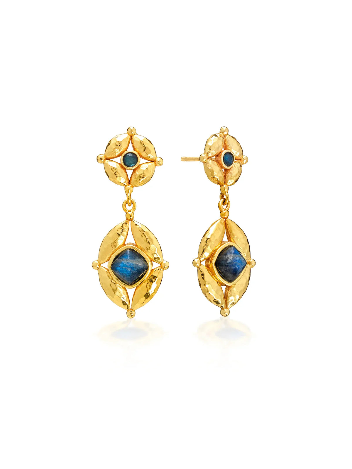 Capucine De Wulf Mystic Eye Post Drop Earrings Gold Blue Labradorite