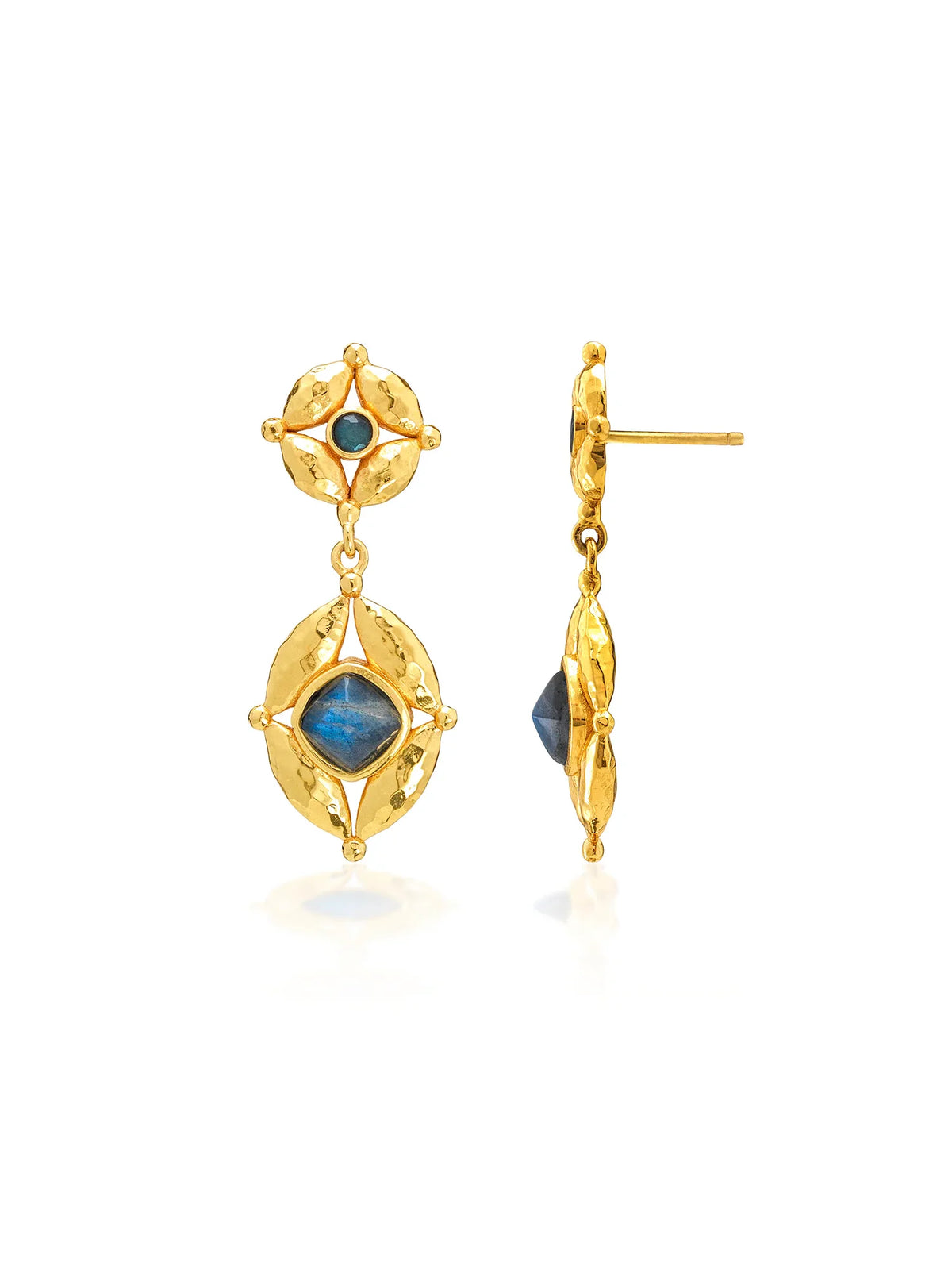 Capucine De Wulf Mystic Eye Post Drop Earrings Gold Blue Labradorite