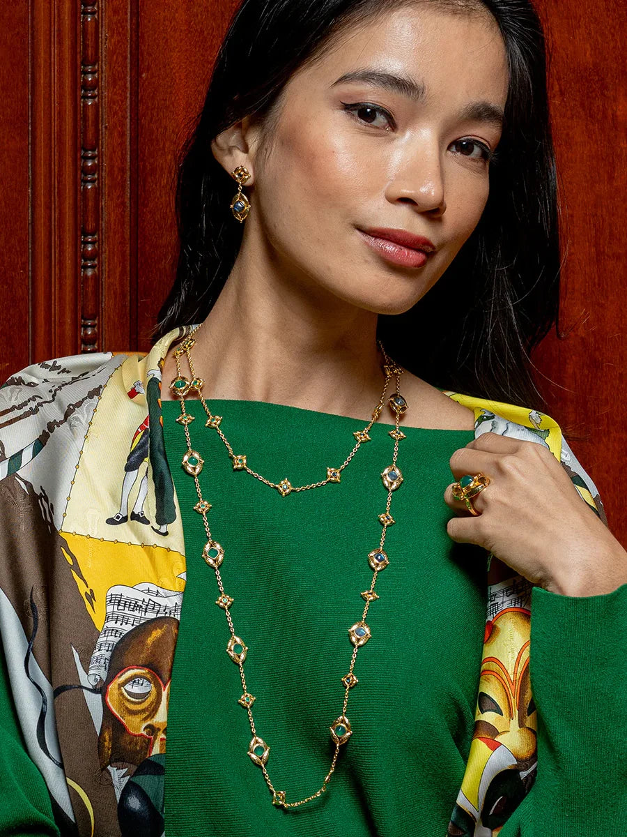 Capucine De Wulf Mystic Eye Post Drop Earrings Gold Blue Labradorite