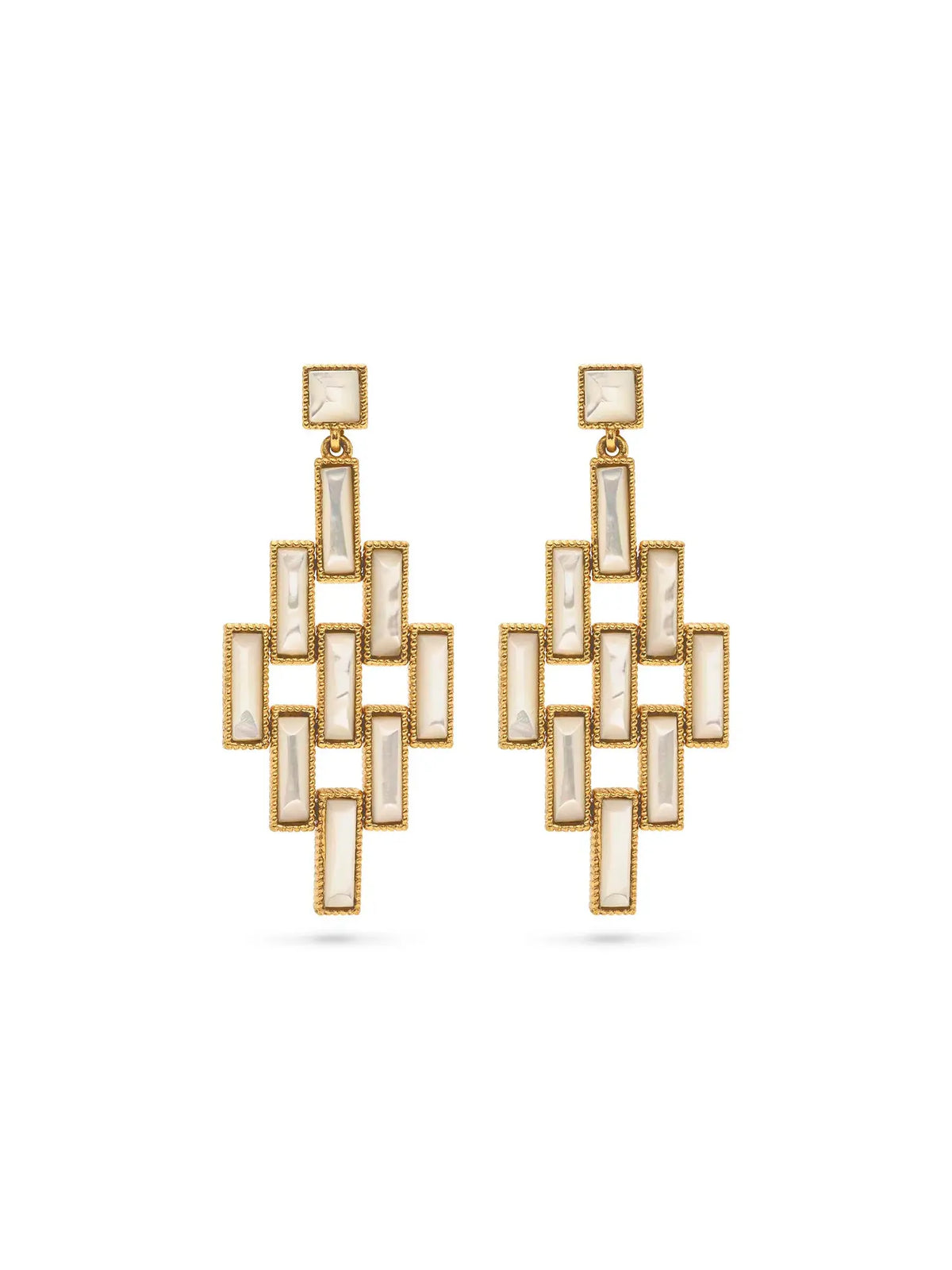 capucine de wulf pathway post drop earrings in 18k gold with mother of pearl