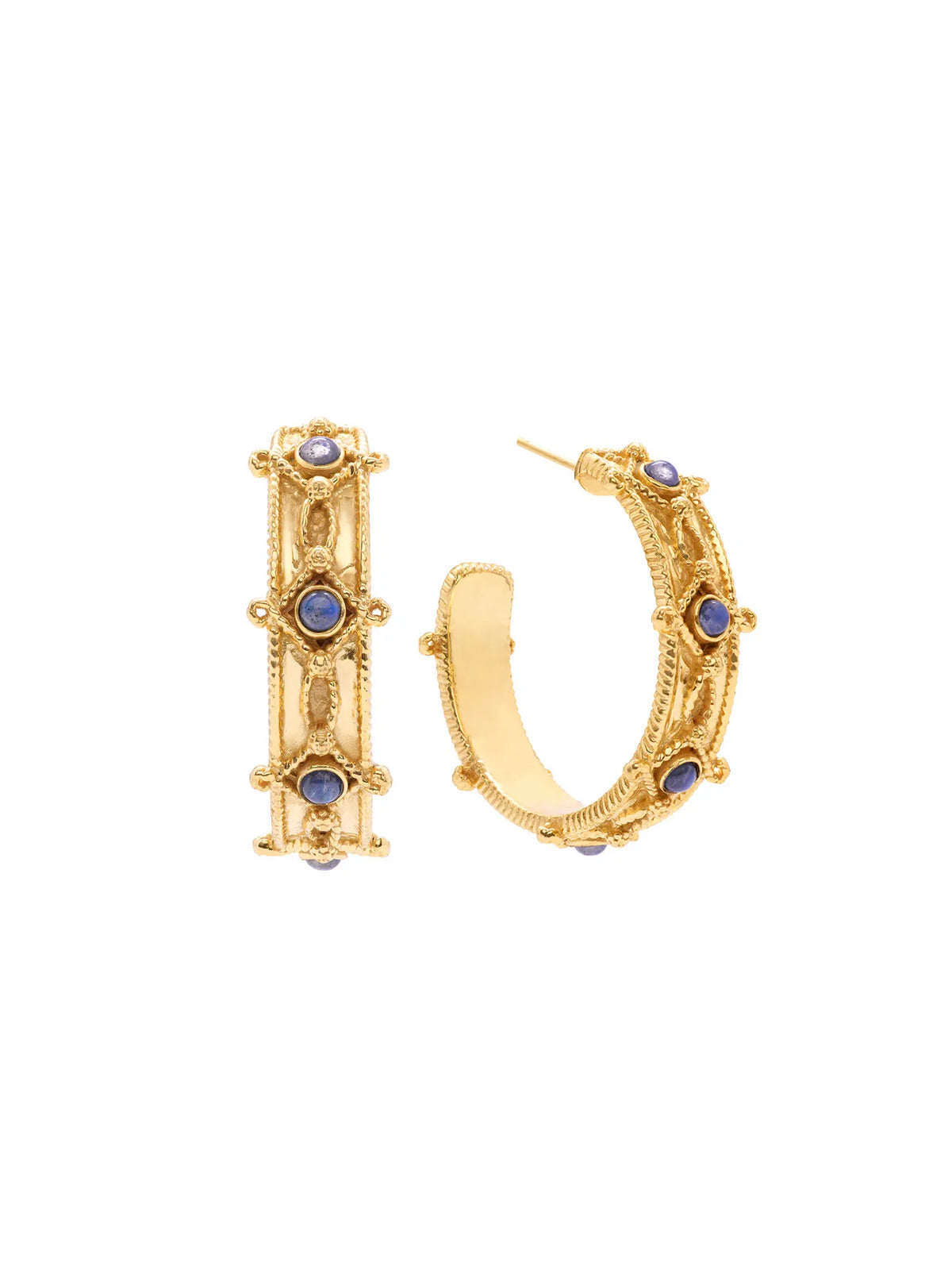 Capucine De Wulf Victoria Hoop Earrings Gold Blue Labradorite
