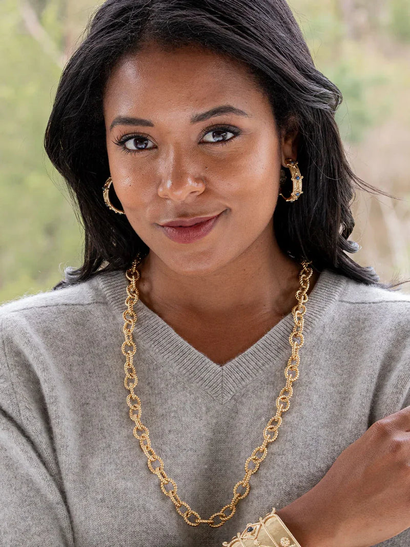 Capucine De Wulf Victoria Hoop Earrings Gold Blue Labradorite