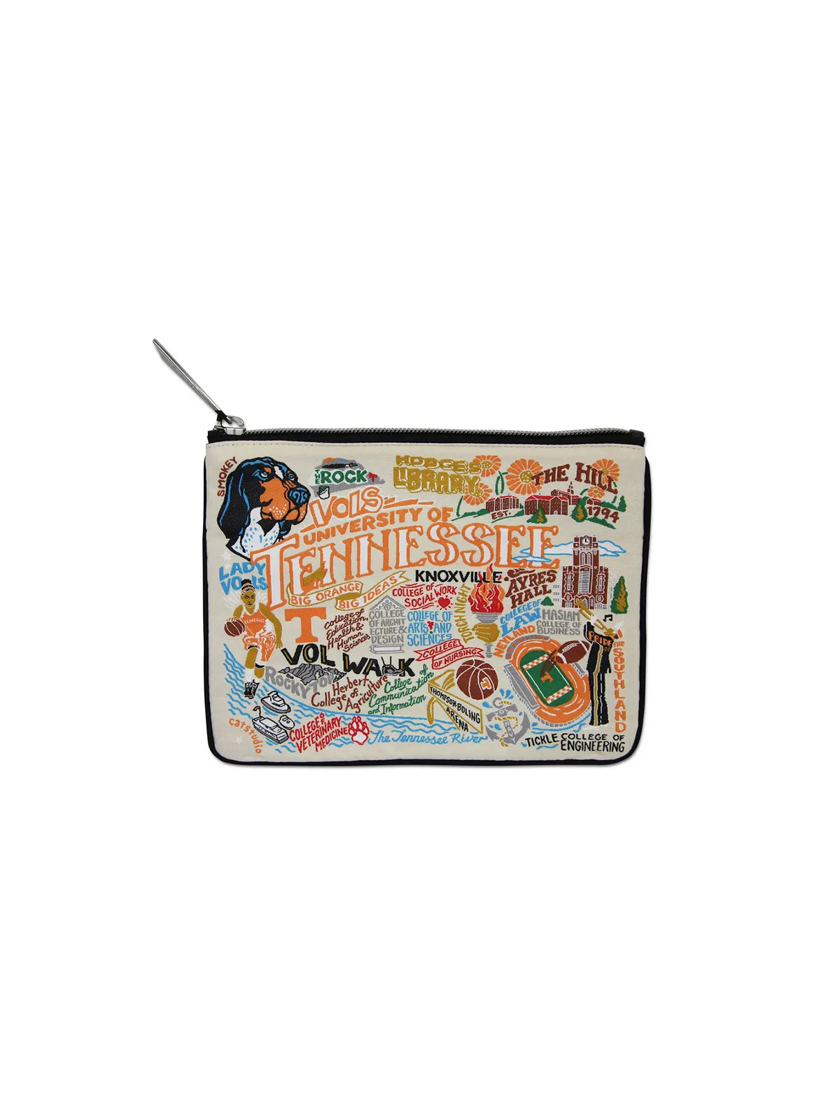 catsudio university of tennessee collegiate embroidered zip pouch