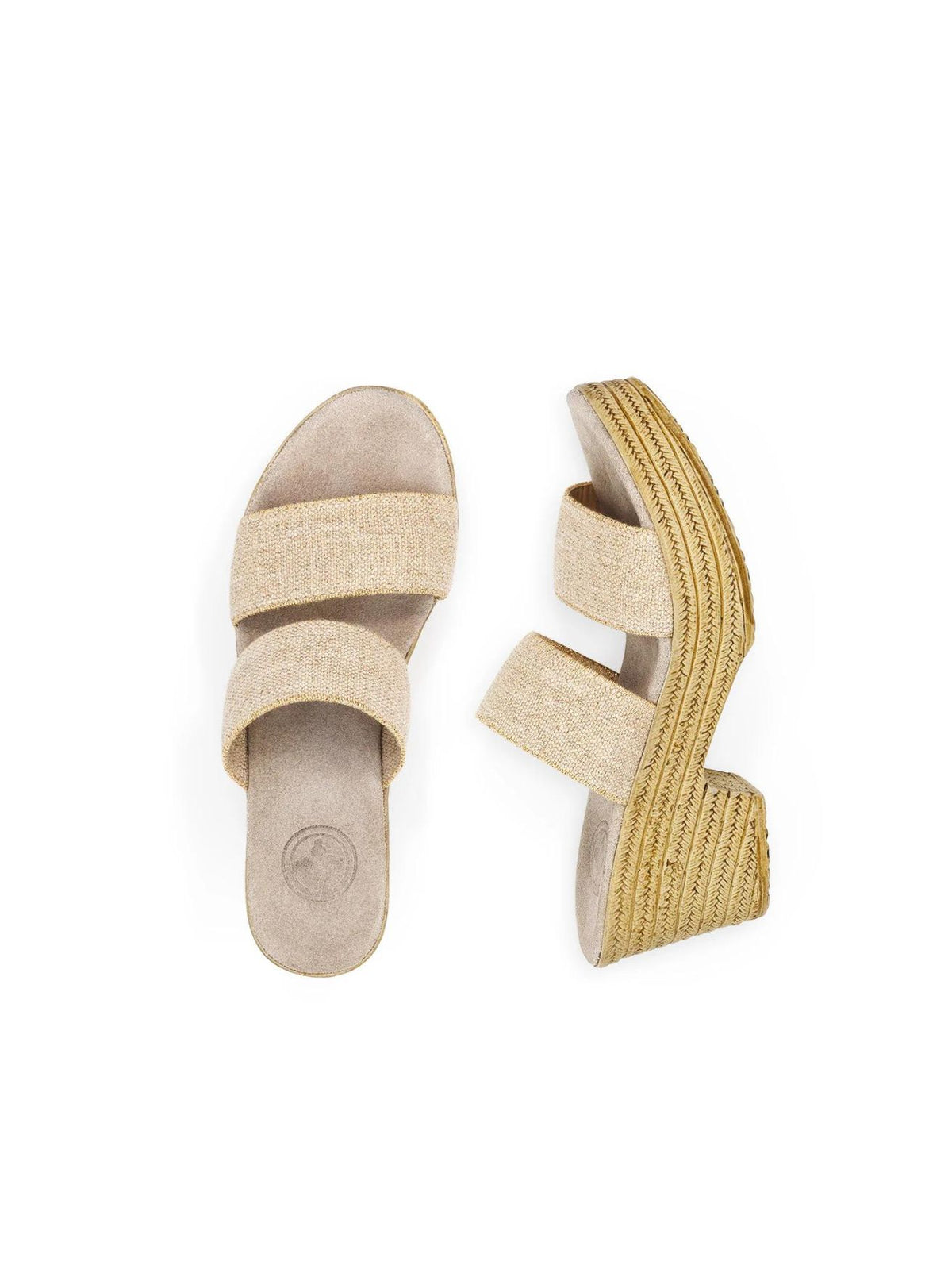 charleston shoe co thea chunky heel sandal in gold shimmer-top view