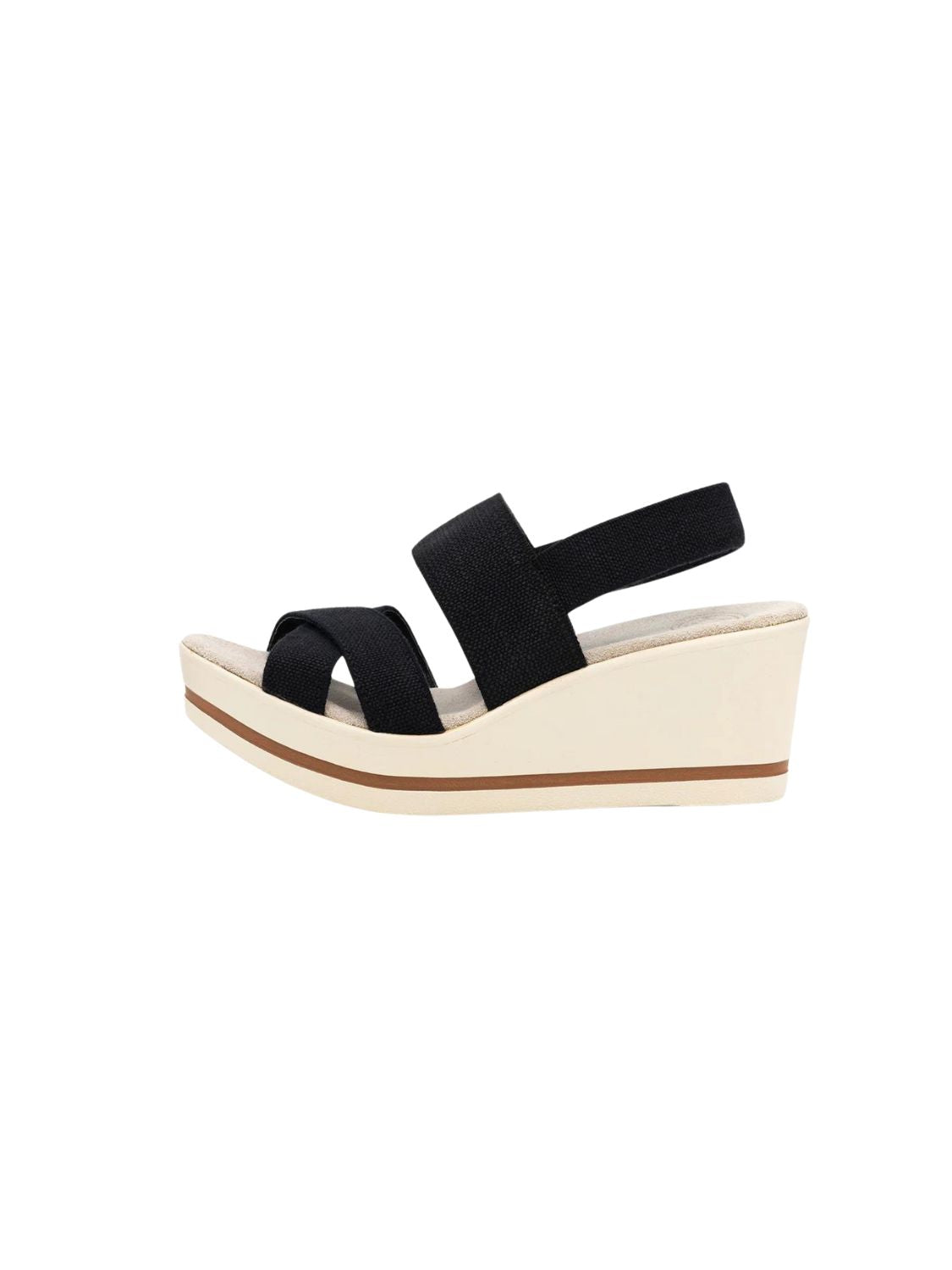charleston shoe company pairs platform wedge in black-side view