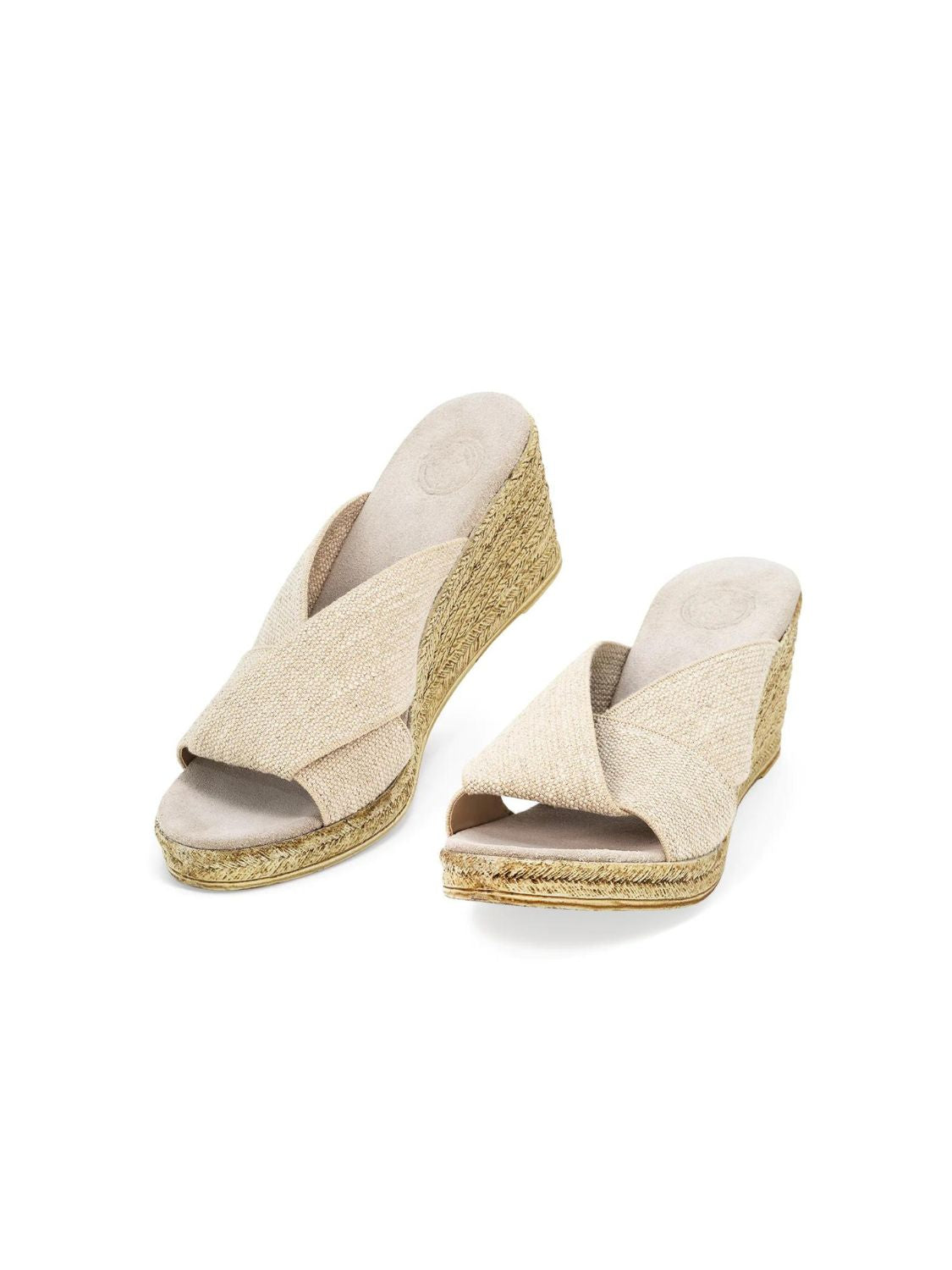 charleston shoe company porter platform wedge in linen-pair top view