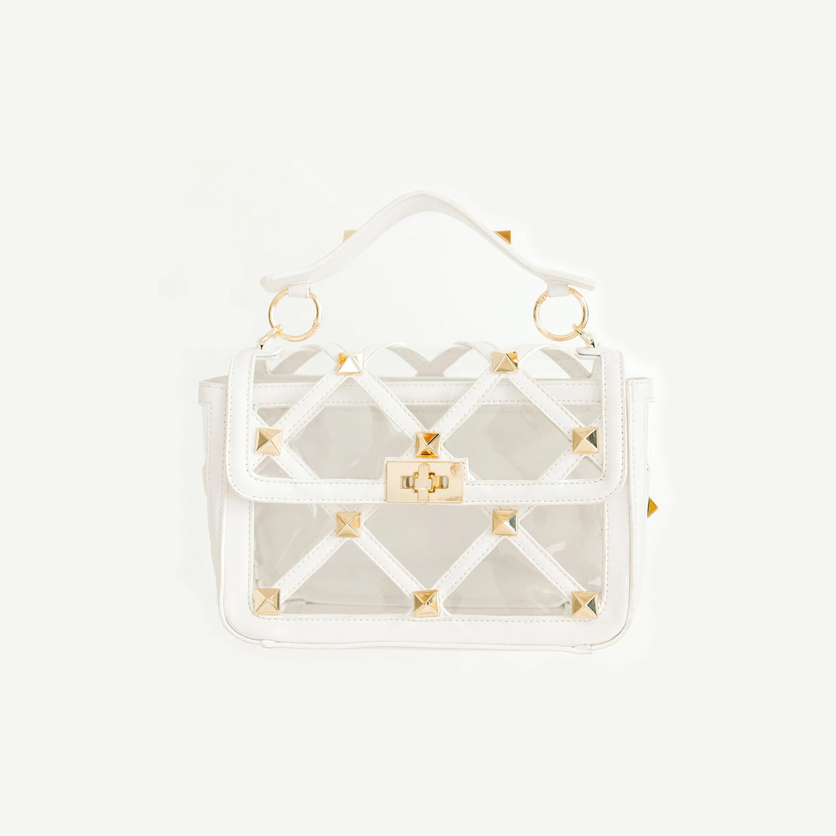 Lily Clear Vegan Leather Studded Handbag Stadium Approved