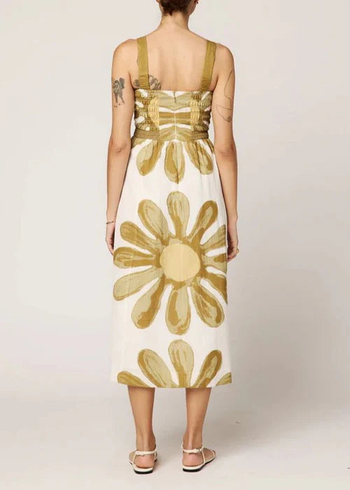 cleobella clara ankle dress in floral placed print