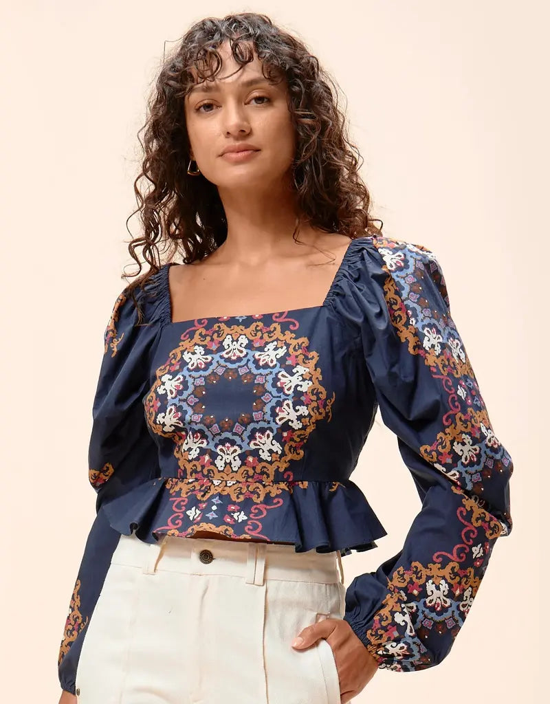 Cleobella Elizabeth Top in venezia blue