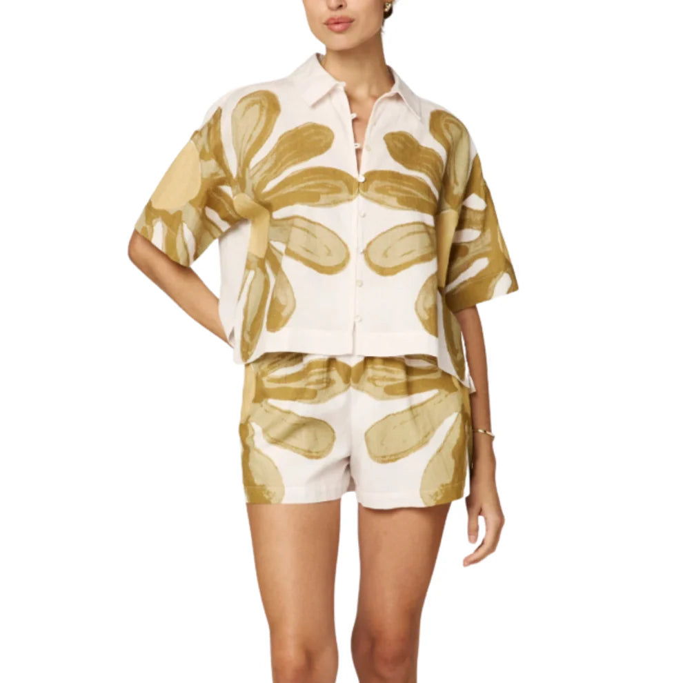 Cleobella Marie Cropped Blouse in floral placed print