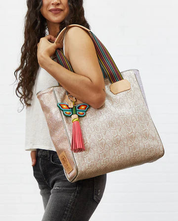 consuela handbags classic tote bag in clay on model