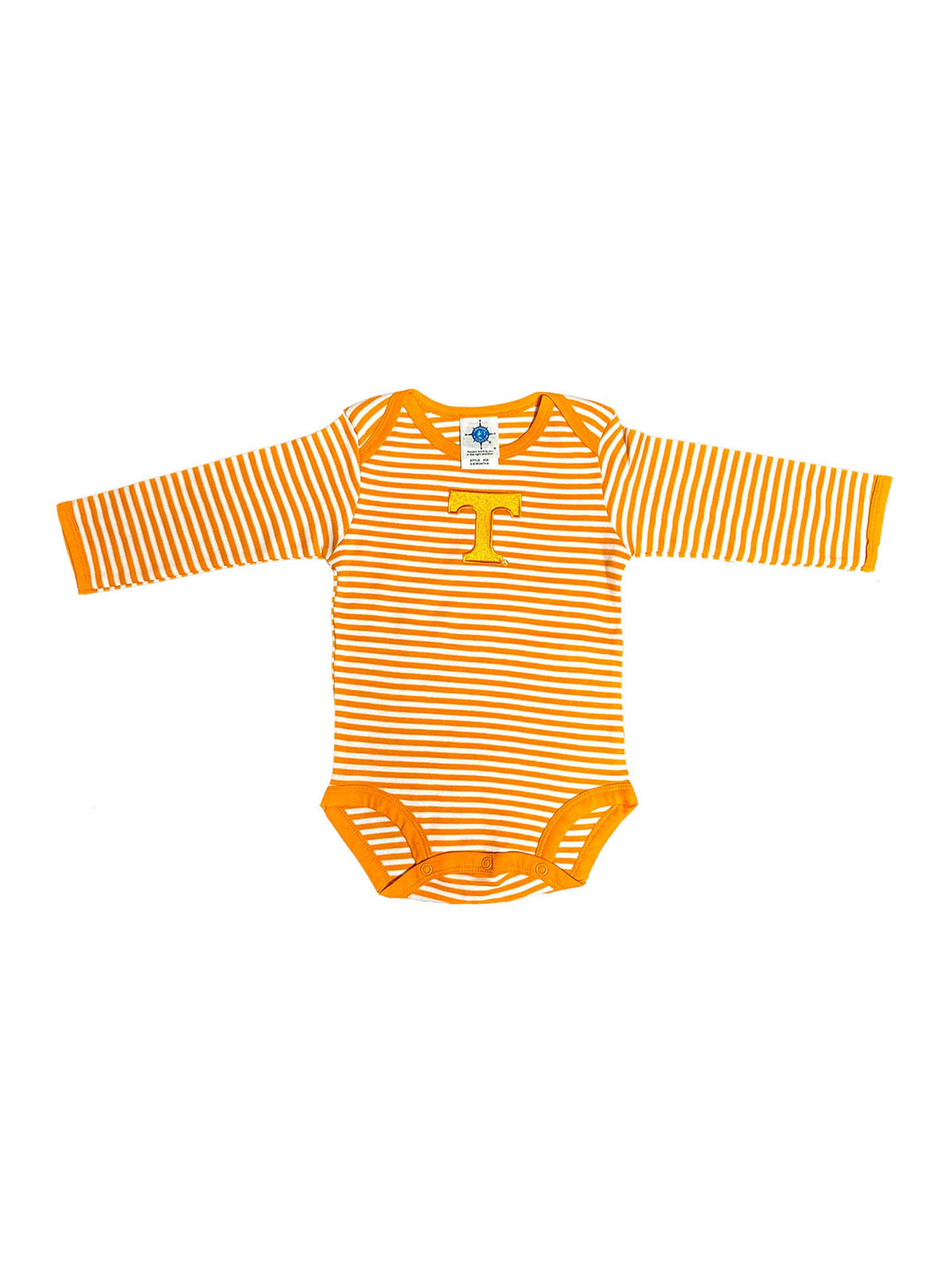 University of Tennessee Newborn & Baby Orange & White Striped Long Sleeve Bodysuit Embroidered Power T Logo TN Vols Gameday