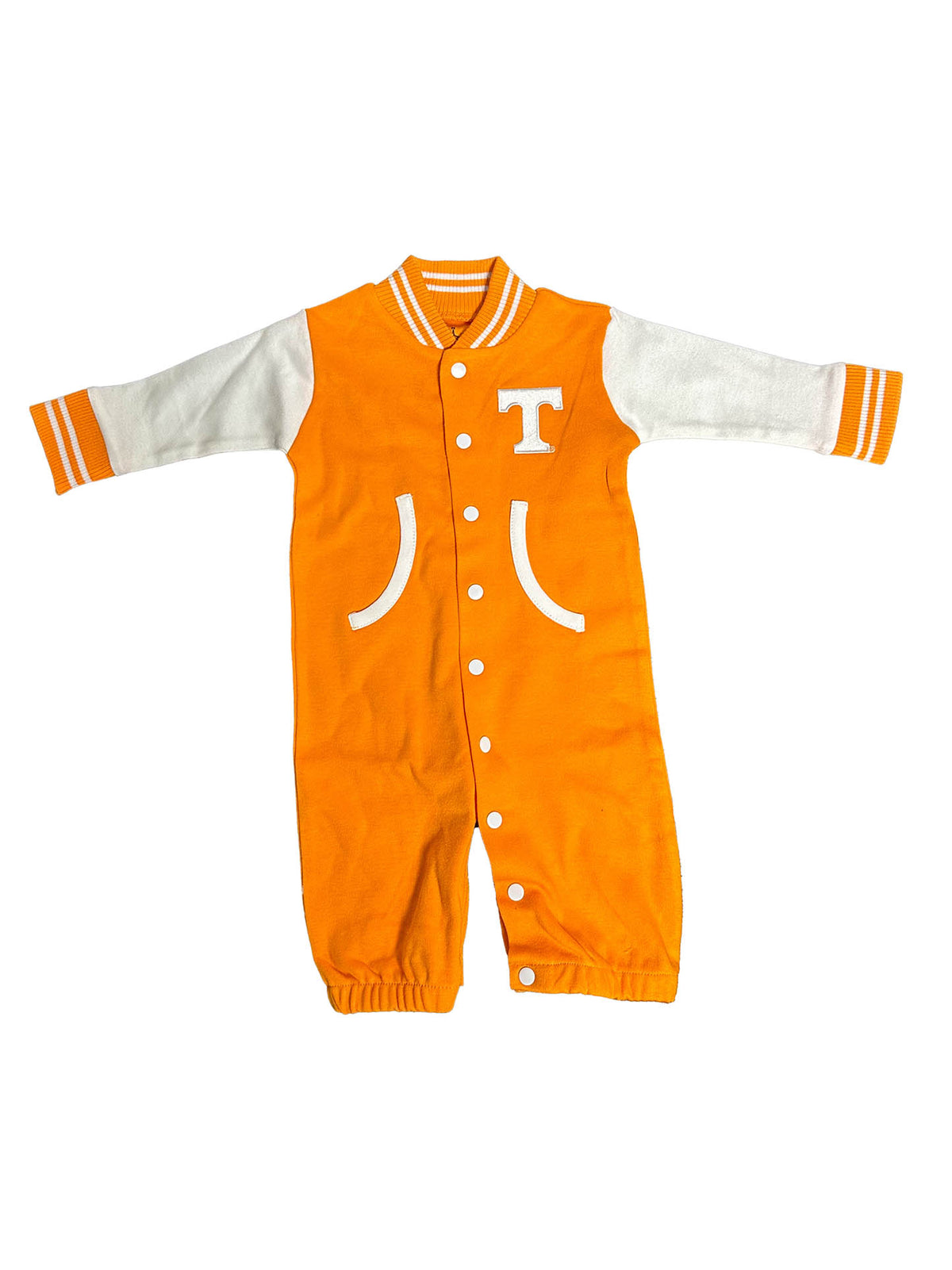 University of Tennessee Newborn Orange & White Varsity Convertible Romper Embroidered Power T Logo
