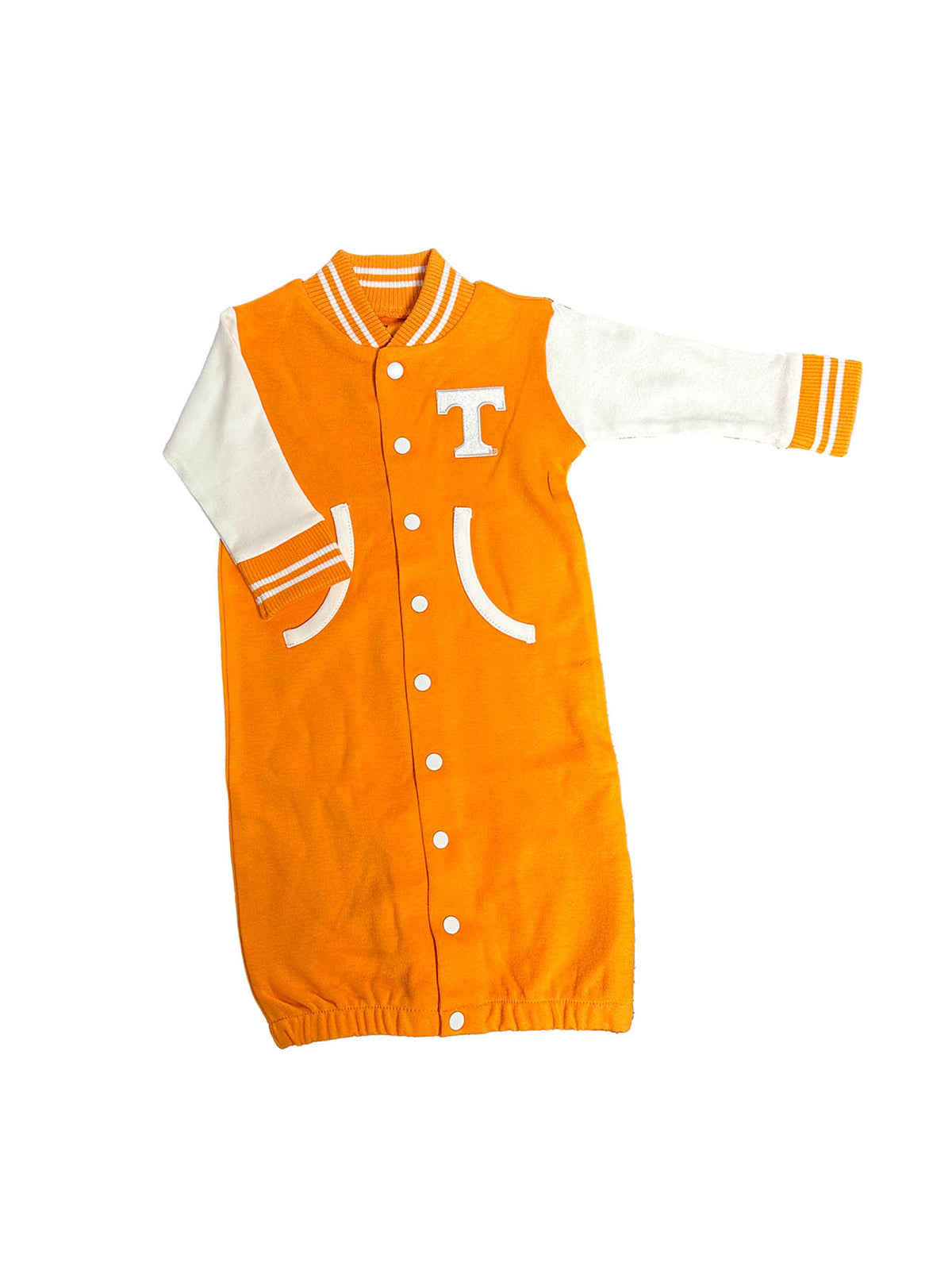 University of Tennessee Newborn Orange & White Varsity Convertible Romper Embroidered Power T Logo