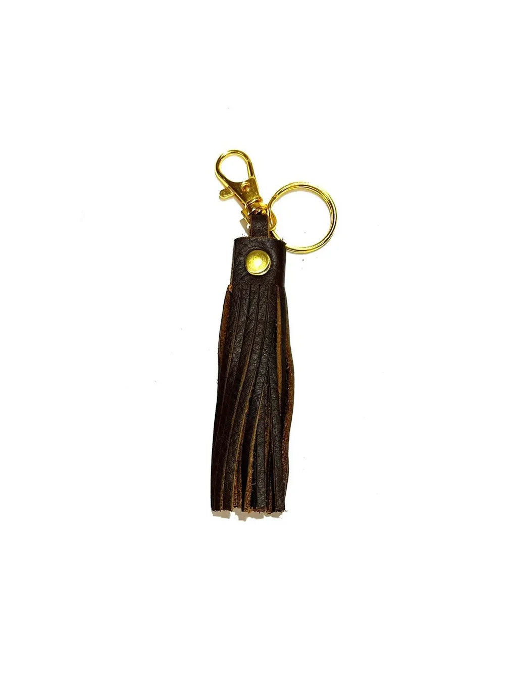 Designed For Joy Leather Handbag Tassel Keychain Brown Leather