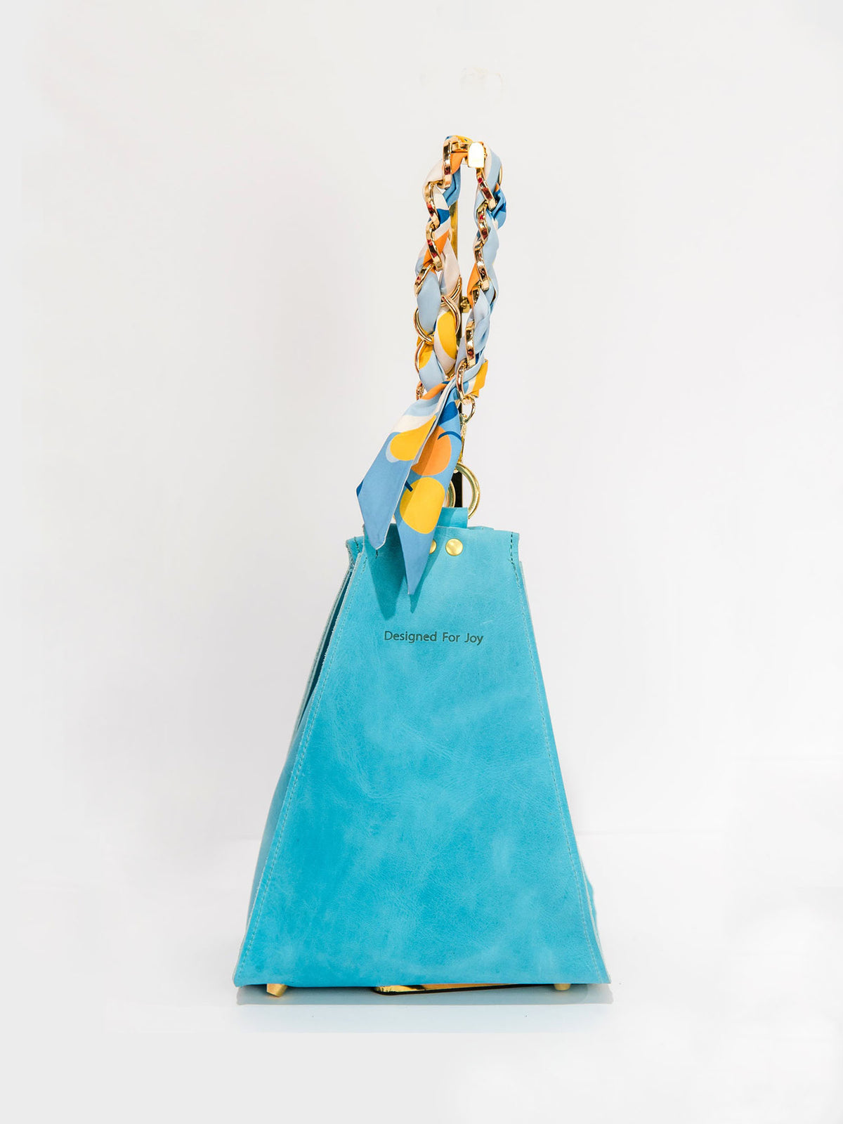 designed for joy millie scarf bucket bag in aqua