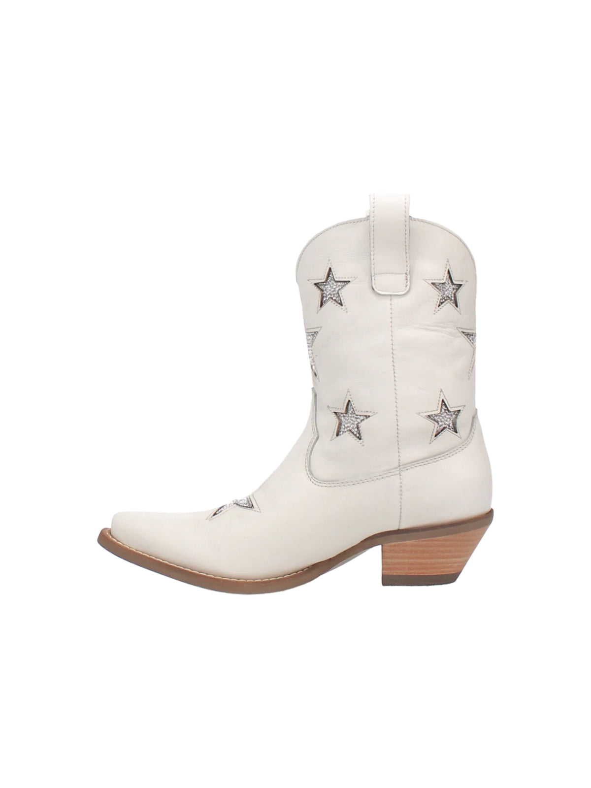 dingo 1969 star struck leather bootie in white
