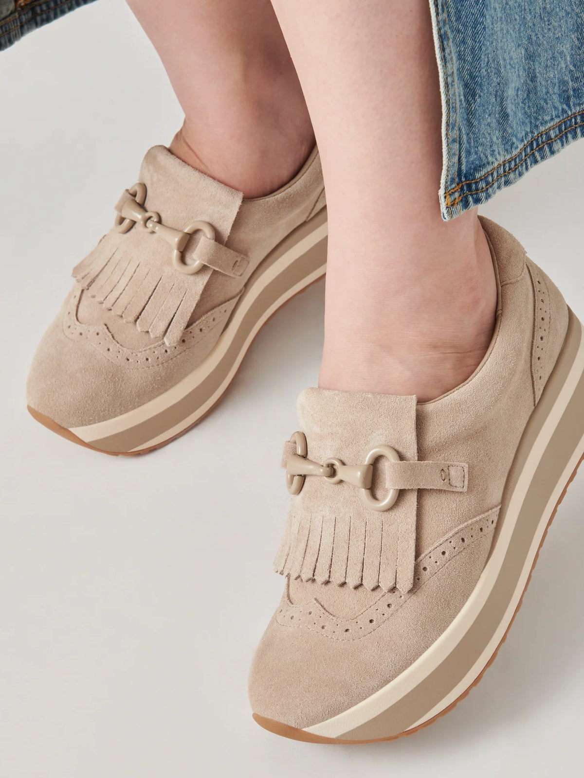 dolce vita jhax platform sneakers in almond suede
