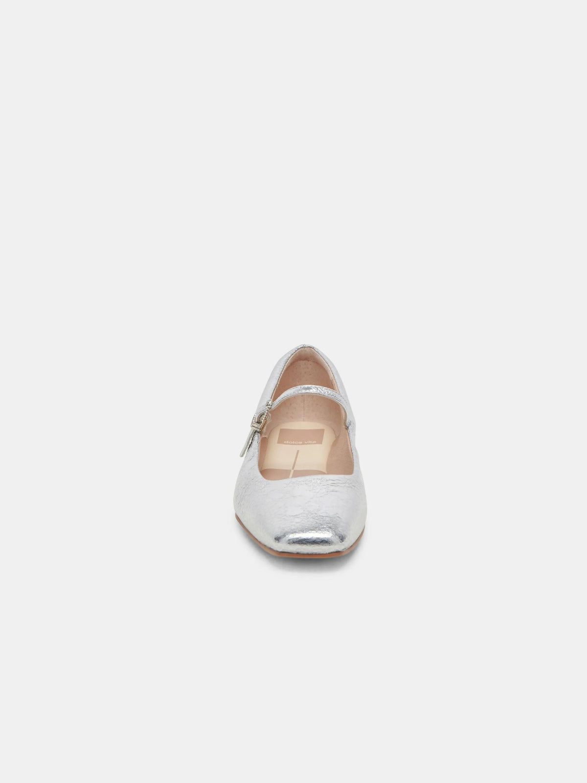 dolce vita reyes leather ballet flats in silver distress-front