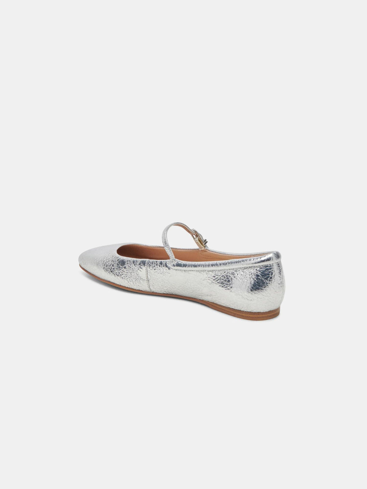 dolce vita reyes leather ballet flats in silver distress-side