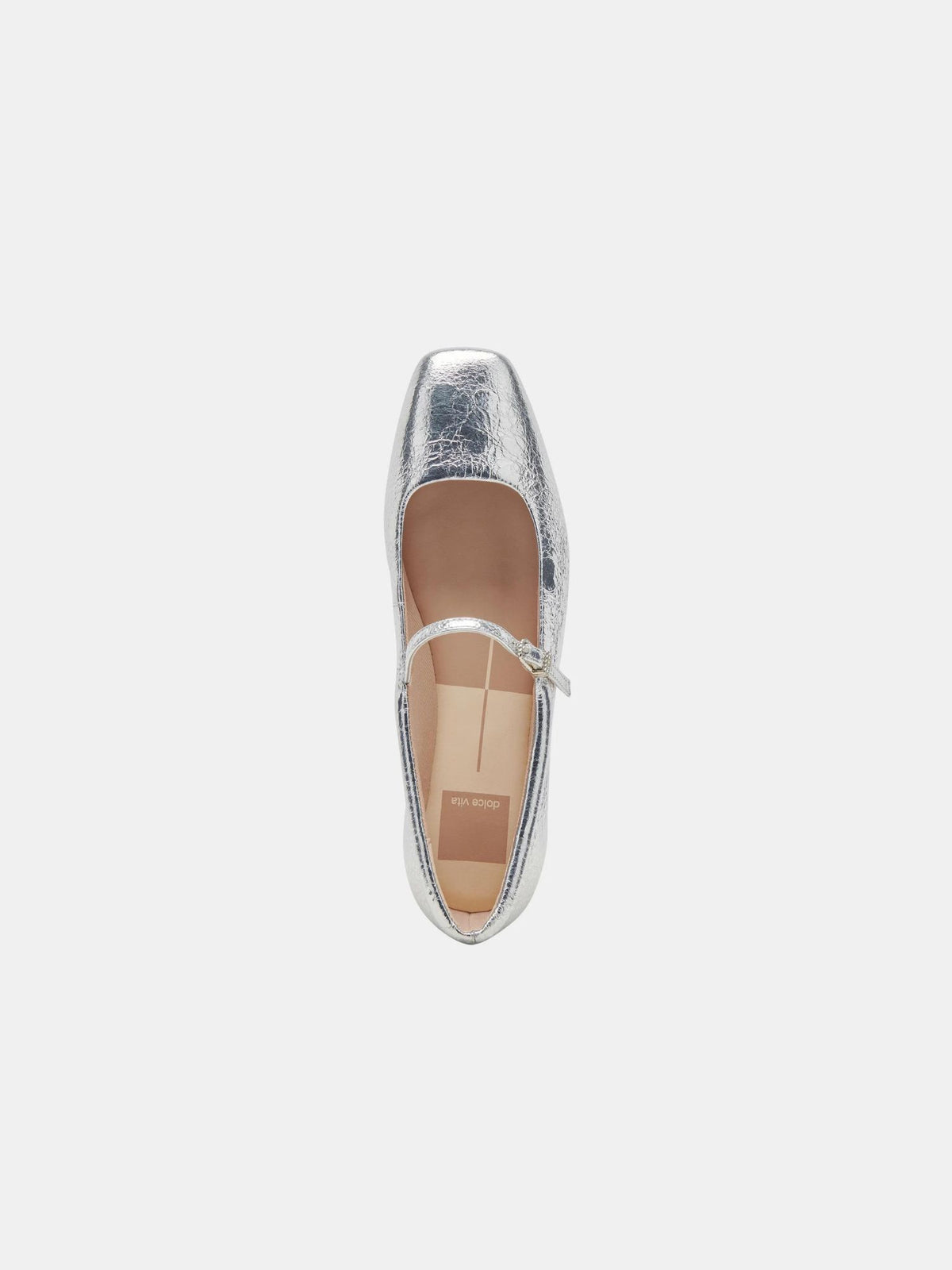 dolce vita reyes leather ballet flats in silver distress-top